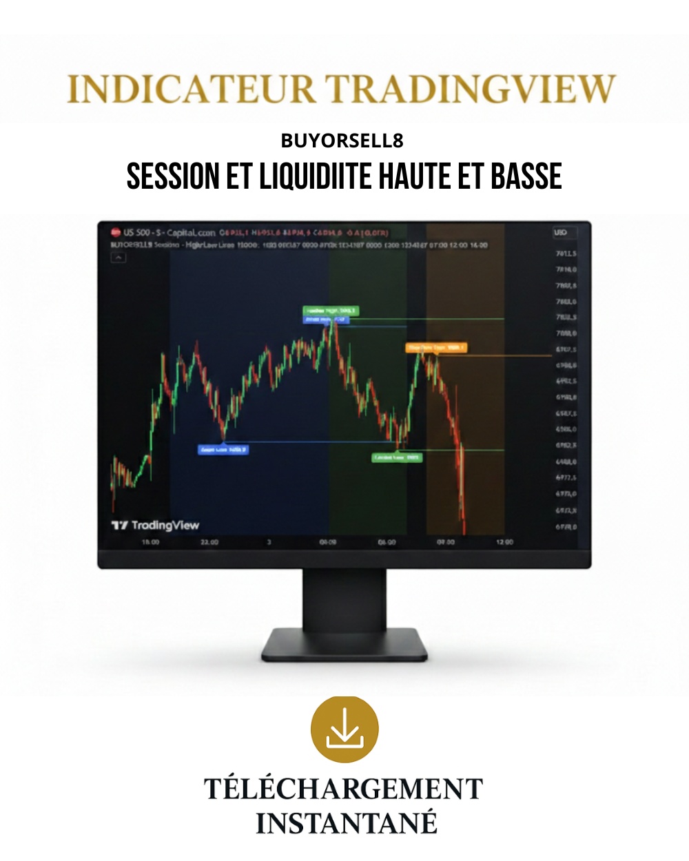 Indicateur Trading view Session pro + Liquidité Haute & Basse